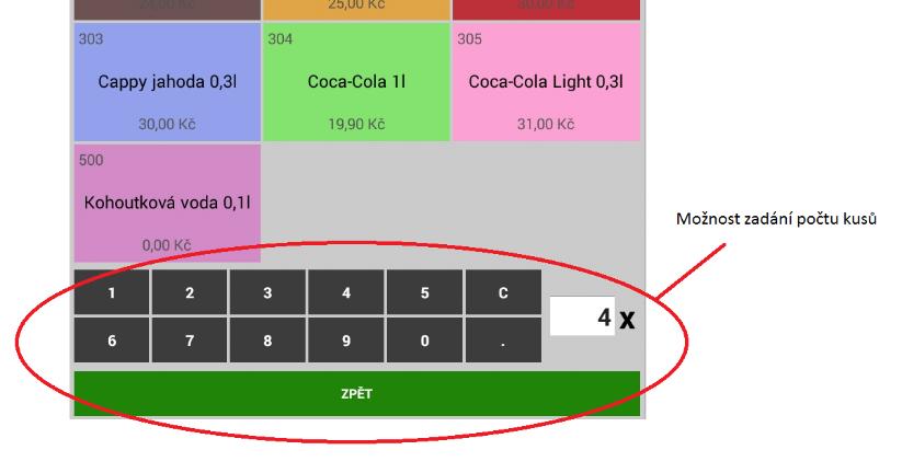 5- Automatické násobení kusů při prodeji PLU 6- Prodej přes čárový kód možnost