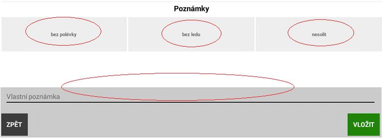 PRAKTICKÉ POUŽITÍ POZNÁMKY po otevření účtu hosta a namarkování položky