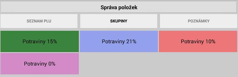 Tlačítka Skupin zboží je možno v programovacím režimu jednoduchým