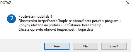 IV. Změna Datumu Při změně datumu v programu AutoServis (menu Horké klávesy Změna Datumu) se odesílají doklady na EET vždy s aktuálním datem na PC.