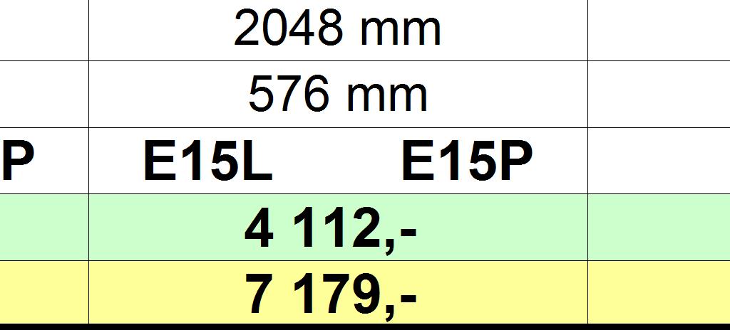 800 mm 800 mm 800 mm 800 mm Hloubka: 384 mm 576 mm 384 mm 576 mm 384 mm