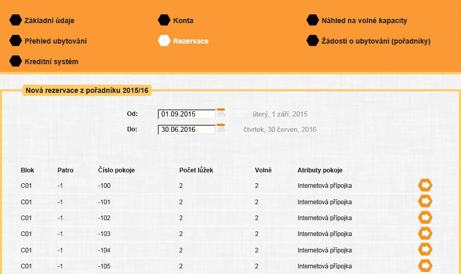 9.2015 až 20.9.2015, konec ubytování nejpozději 30.6.2016.