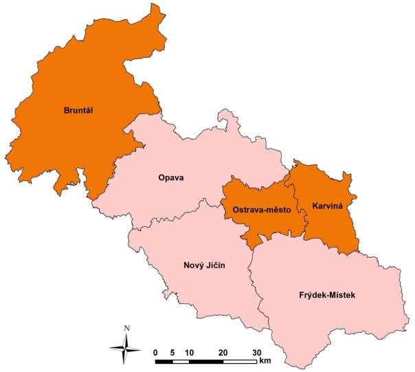 3. MAPA - ArcView - Podíl nezaměstnaných v okresech kraje