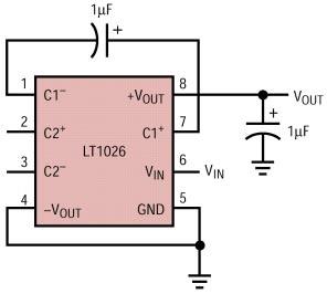 V nìkterých aplikacích mùže být maximální výstupní proud dodávaný obvodem LT1026 nedostateèný. V takovém pøípadì je možné výstupy dvou obvodù LT1026 spojit paralelnì podle obr.
