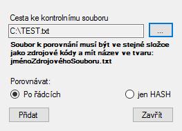 AKCE: porovnej soubory Porovná soubor vygenerovaný testovaným programem a kontrolní soubor.
