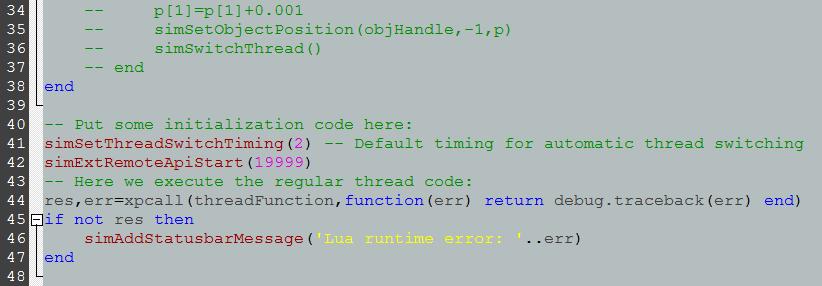 Disabled). To tedy provedeme u těchto skriptů: Threaded child script (PhantomXPincher), Non-threaded child script (PhantomXPincher_gripperClose_joint).