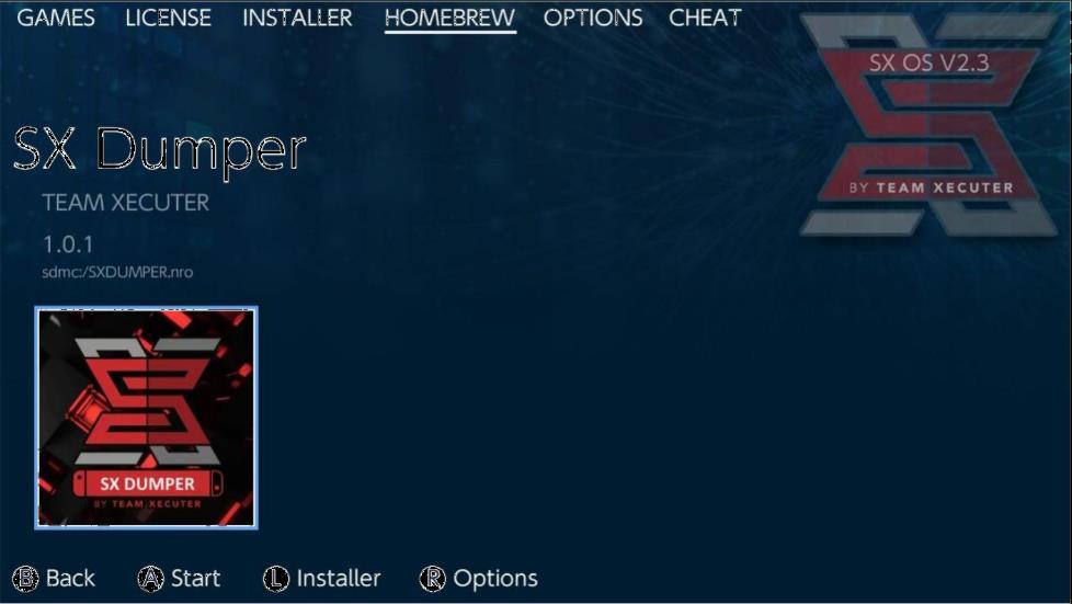 Zálohování herních cartridgí pomocí SX Dumper Z Homebrew menu vyberte nástroj SX Dumper.