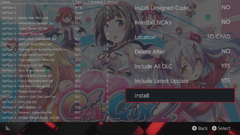 Instalátor NSP: SX Installer lze použít jako jednoduchý instalátor NSP obsahu vč. instalace updatů a DLC.