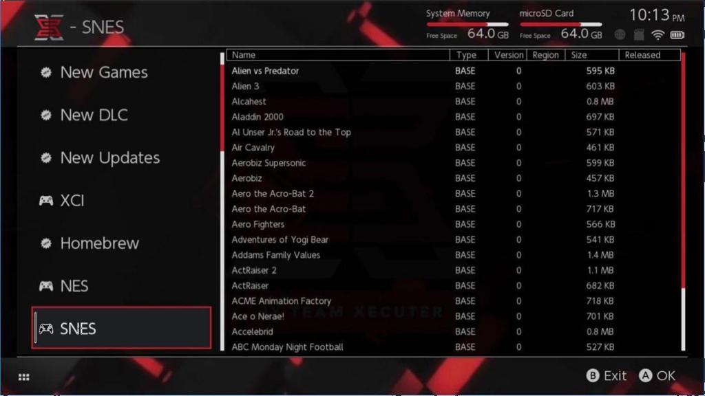 Front-End emulátorů: SX Installer slouží také jako grafické rozhraní pro Retroarch (vč. všech jeho jader). To vám umožní spustit Vaše oblíbené ROMky ze vzdálených serverů či vlastních lokací.