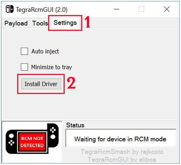 Načtení SX OS Pomocí rozbalovacího programu extrahujte TegraRcmGUI Portable do složky na plochu a zkopírujte SX Loader (payload.