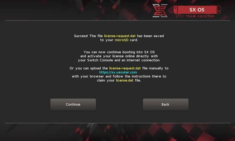 Aktivace licence V případě prvního načtení SX OS bude