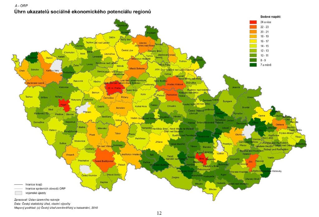 Území ORP sociálně