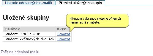 4.6 Program předmětu Obrázek 4.32: Výpis všech uložených skupin. 4.6 Program předmětu 4.6.1 