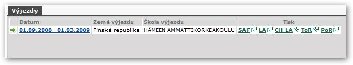 Je-li vybráno ANO, pak vyhledá pouze takové studenty, u nichž je alespoň jeden výjezd, ke kterému jste přiřazen jako jeden z koordinátorů. Stav mobility.