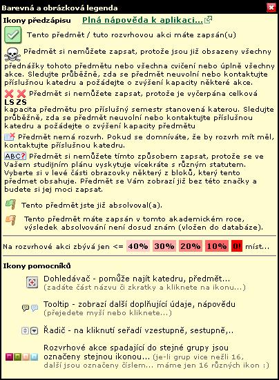 3.7 Grafický předzápis 3.7 Grafický předzápis 3.7.1 Schéma a popis 3.7.1.1 Generátor rozvrhu Obrázek 3.30: Legenda značení. V aplikaci je možnost nechat si automaticky počítačem vygenerovat rozvrh.