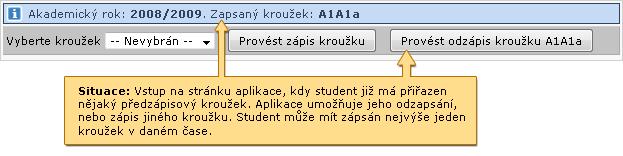 3.8.1 Schéma aplikace a popis Obrázek 3.35: Před odepsáním z kroužku. Obrázek 3.36: Po odepsání kroužku. Obrázek 3.37: Zápis jiného kroužku, předtím již nějaký kroužek zapsán.