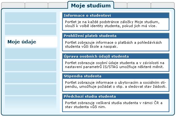3.9.2 Prohlížení plateb studenta závazků a pohledávek vůči škole, seznam svých minulých i současných studií na školách v ČR a sledovat stav žádosti o sociální a ubytovací stipendia.
