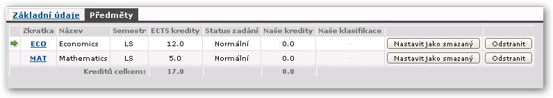 2 Základní údaje výjezdu Student u svého výjezdu nemá na záložce Základní údaje možnost měnit téměř žádné údaje, ty má možnost měnit pouze škola a ECTS