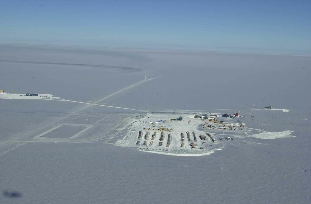 North AMANDA South Pole road to 1500 m work Dome Summer