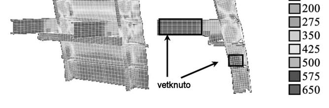 Nejmenší shodu s experimenem ukáza případ, kdy nebyo uvažováno s porušením kinemaických nýových vazeb.