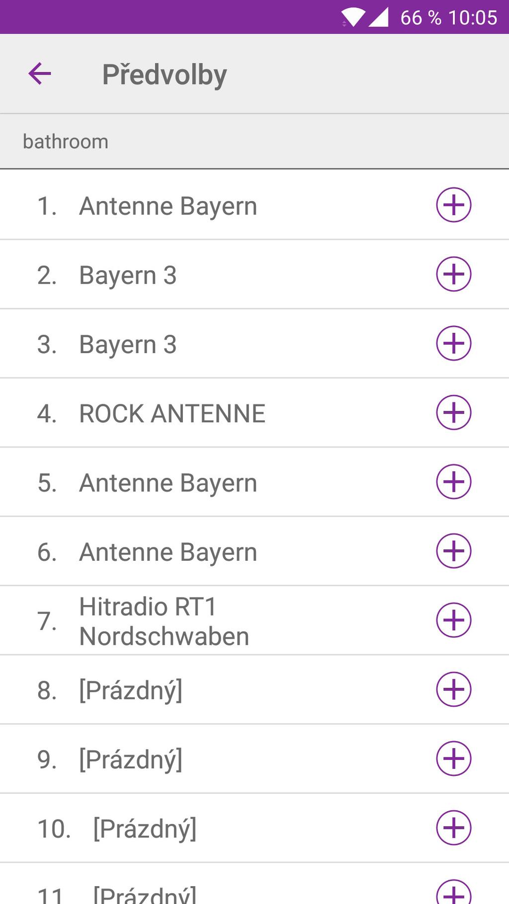 4.2 Zobrazení / přidání oblíbené položky Zobrazí se aktuální seznam oblíbených položek, který je platný pro danou metodu příjmu.
