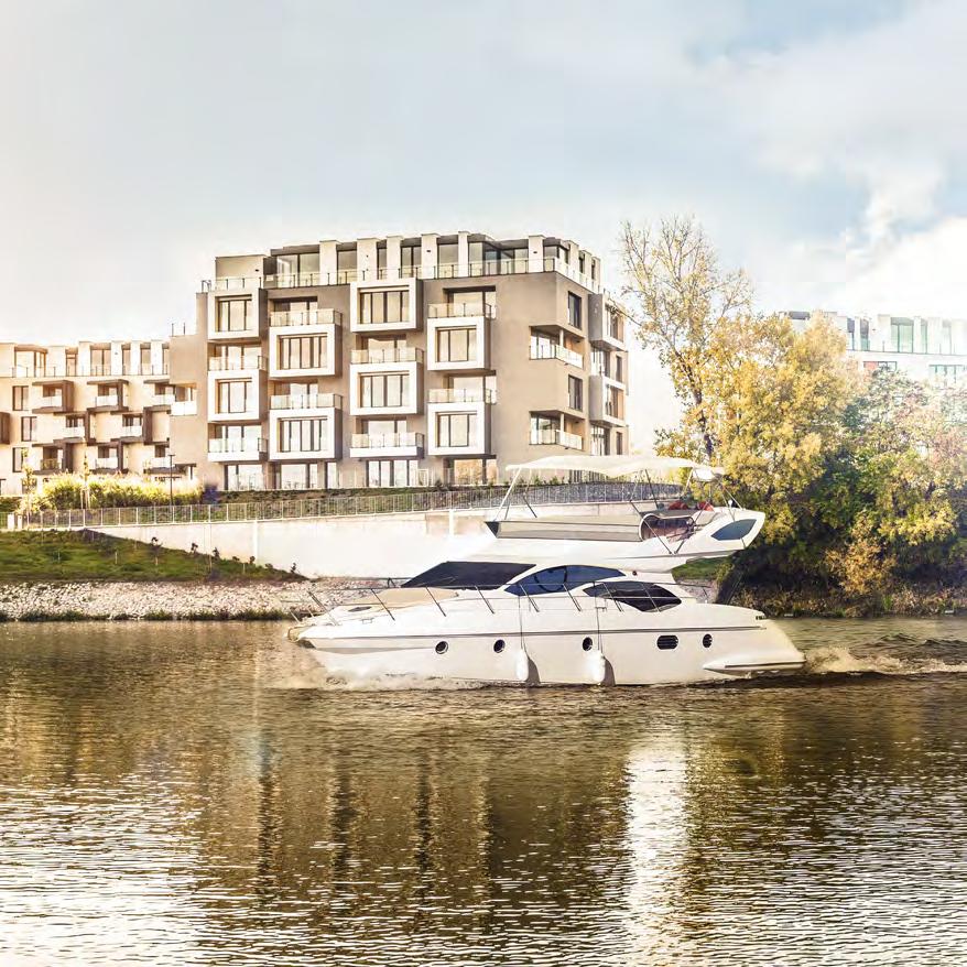 18 DOCKONALÁ MARINA ZAPARKUJTE SVOU LOĎ PŘÍMO PŘED DOMEM NEBO NA NÍ VYRAŽTE NA VEČEŘI DO CENTRA METROPOLE NEBO KAMKOLIV JINAM Projekt DOCK, to není jen luxusní bydlení s výhledem na vodní hladinu,