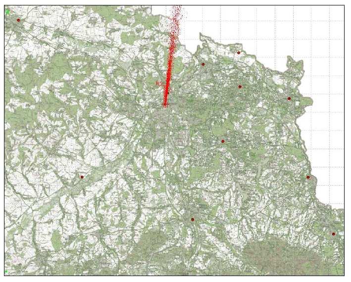 Epizoda II Směr větru je poznamenán skutečností, že jeho rychlost klesla na 0,2 m/s. Masa znečištěného vzduchu se zastavila a situace se nadále imisně zhoršuje.