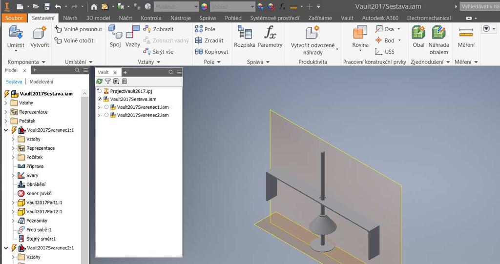 12. Vylepšení a funkce pro aplikaci Inventor Oddělitelný prohlížeč úložiště Vault Doplněk Vault 2018 pro aplikaci Inventor umožňuje odpojit, přemístit a znovu připojit prohlížeč úložiště Vault na