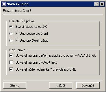 Nejsou-li uživatelské účty dosud vytvořeny, může skupina zůstat prázdná a uživatelé do ní budou