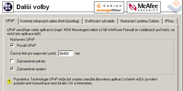 Kapitola 10 Další nastavení Povolit kontrolu zdrojových adres Tato volba zapíná výše popsanou funkci Anti- Spoofing.