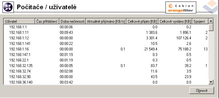 Kapitola 12 Stavové informace a záznamy IP adresa IP adresa počítače, z něhož je uživatel přihlášen (resp.