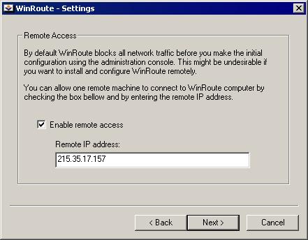Kapitola 2 Úvod Poznámka: Pokud je Kerio WinRoute Firewall nainstalován jako upgrade WinRoute Pro 4.x, pak je tento krok přeskočen administrátorský účet bude rovněž importován z WinRoute Pro 4.