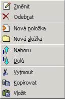 Dále jsou zde standardní funkce Vyjmout, Kopírovat a Vložit, kterými lze např. přesunout záložky z jedné složky do druhé. 3.