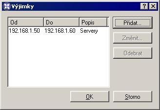Kapitola 4 Nastavení rozhraní a sít ových služeb Parametry Dialog Rozsah IP adres umožňuje zadání základních DHCP parametrů, které budou klientům přidělovány: Výchozí brána musí být uvedena IP adresa