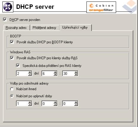 4.4 Proxy server dalším klientům (volba Nabízet ihned) nebo po určitou dobu blokovány pro případ, že o ně původní klienti znovu požádají (volba Nabízet po uplynutí doby). 4.