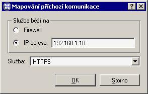 5.1 Průvodce komunikačními pravidly Služba běží na Volba počítače, na němž služba běží: Firewall počítač, na němž je WinRoute nainstalován IP adresa adresa serveru v lokákní síti (počítač, na kterém