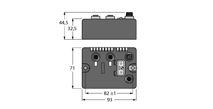 Kompaktní bloky I/O On-Machine sběrnice Feldbus DeviceNet slave 125/250/500 kbps Two 5-pin M12 male receptacles for fieldbus connection 2 rotary coding switches for nodeaddress IP 69K M12 I/O ports