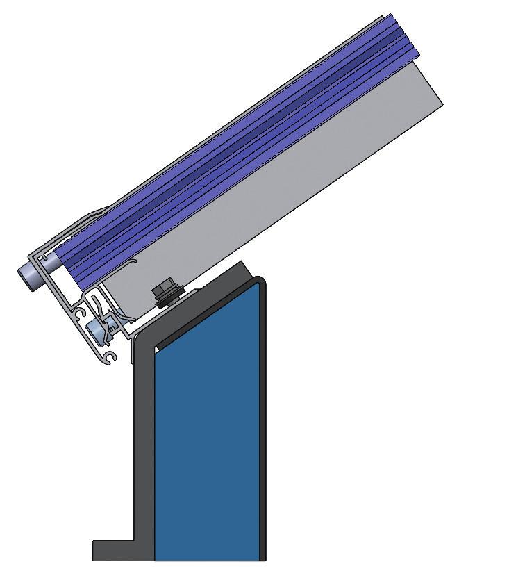 65 mm, obruba není součástí dodávky Cintralux, možno objednat jako nadstandard Podélný svislý D3 řez světlíkem Hliníkový horní krycí
