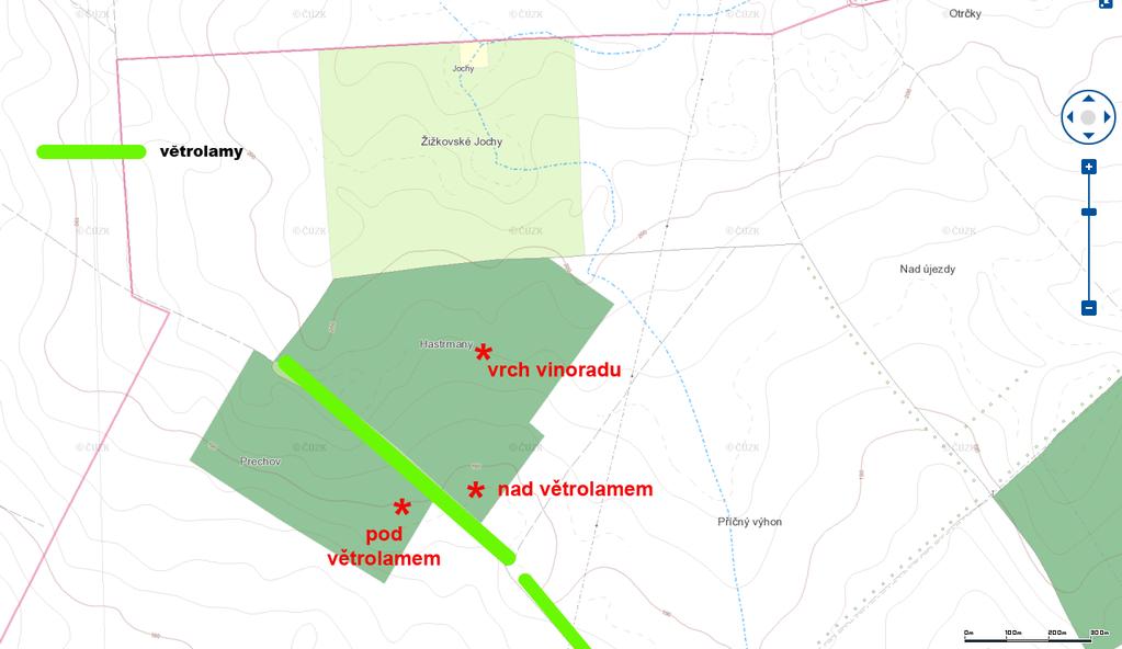 období. Senzory s dataloggery byly opatřeny radiačním stínítkem a upevněny ve stejné výšce na drátěnku vinohradu (Obr. 2). Měření probíhala v 15minutových intervalech.
