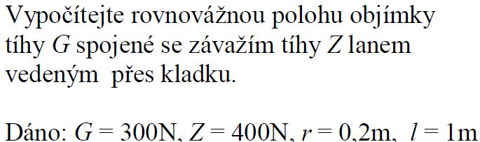 Nositelka síly P svírá s tečnou ke kružnici o poloměru R úhel α =