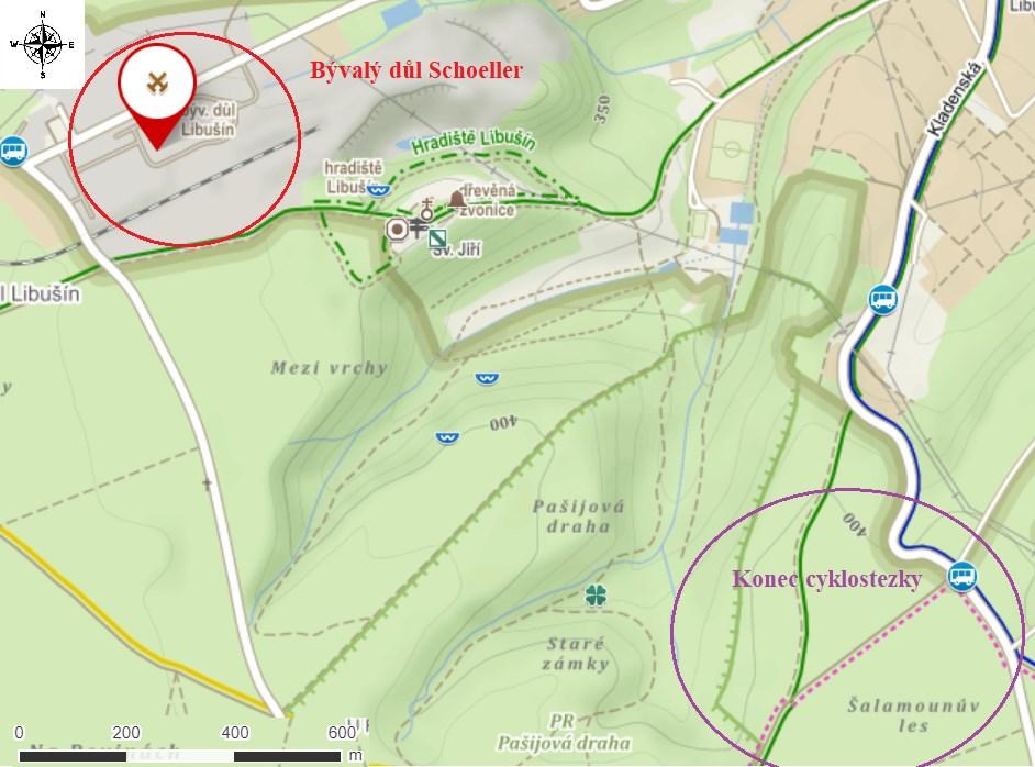 Obrázek 37: Turistická mapa oblasti (www.mapy.cz, upraveno 3. 2.