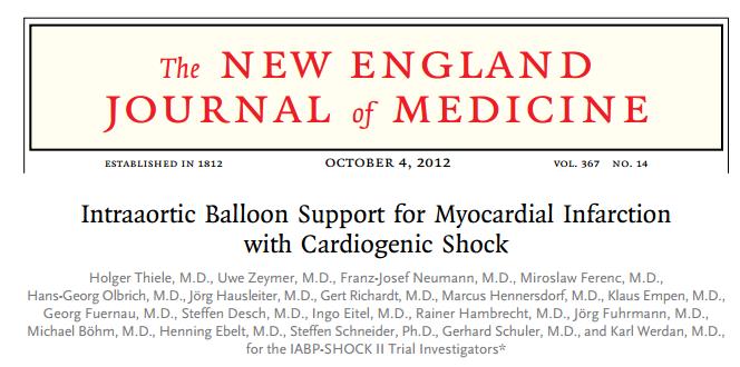 IABP-SHOCK II Trial téměř 600 pacientů s AIM a kardiogenním šokem žádný statisticky významný