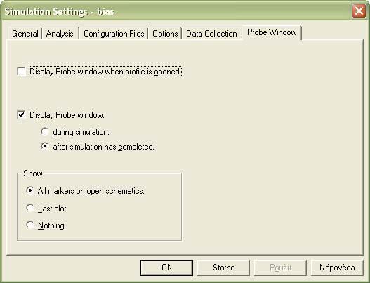 Nastavení postprocesoru Probe Spuštění Probe v průběhu nebo až po ukončení simulace