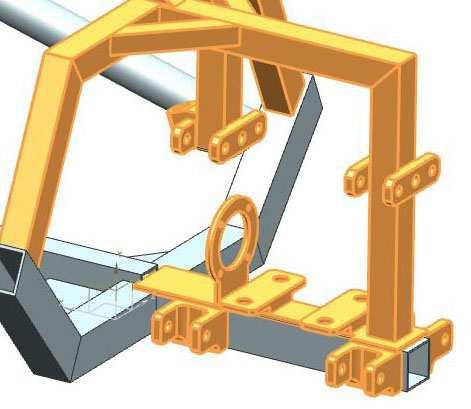 Obr. 8-4: Detail přední části rámu, 3D model - skutečnost Horní, dolní ramena zavěšení Horní i dolní ramena zavěšení jsou