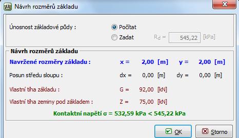 ŠP polštář nebudeme zadávat, protože uvažujeme propustnou nesoudržnou zeminu v úrovni základové spáry a jeho použití by tedy v námi řešené úloze bylo zbytečné. Pozn.