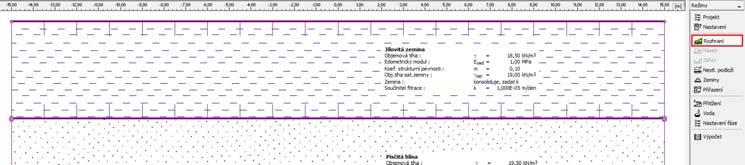 Následně zadáváme rozhraní vrstev. Základem je zvolit dvě vrstvy, mezi nimiž probíhá konsolidace zemin.
