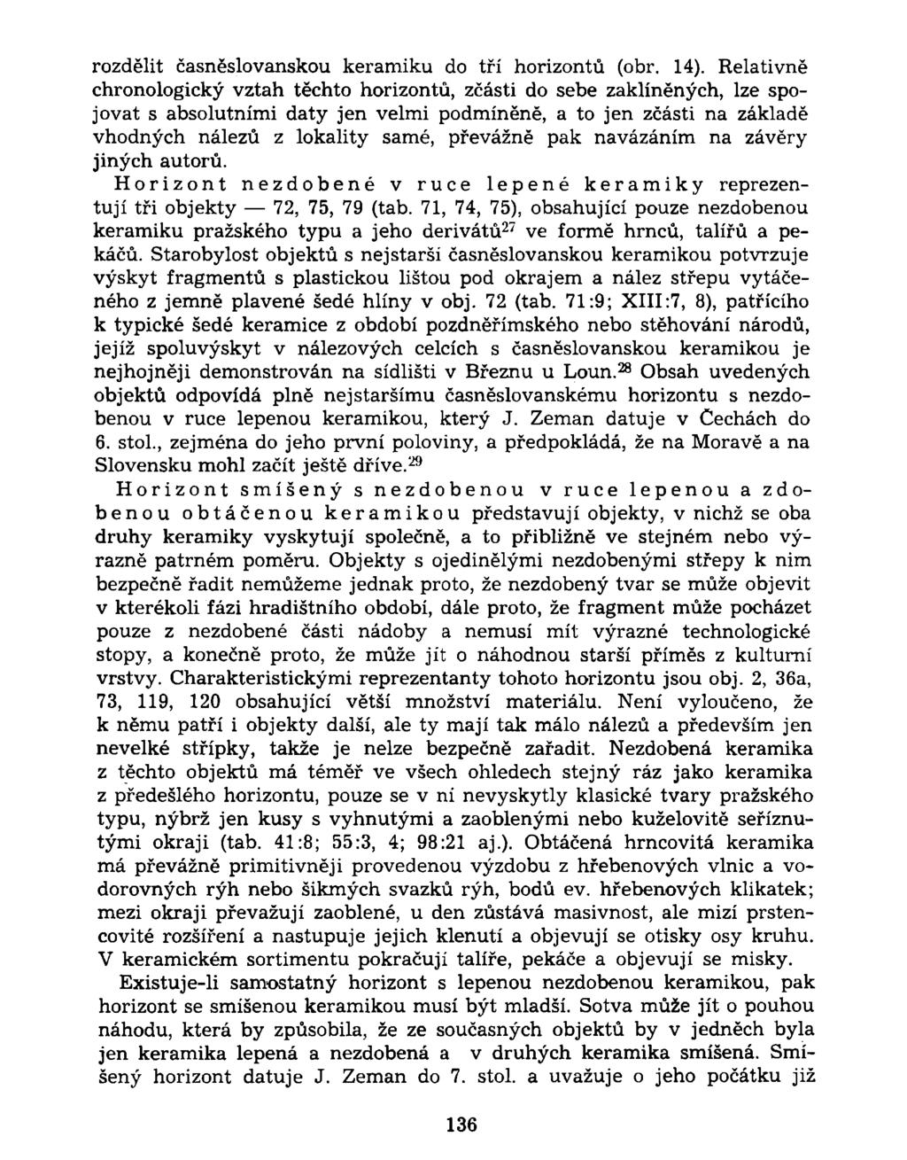 rozdělit časněslovanskou keramiku do tří horizontů (obr. 14).