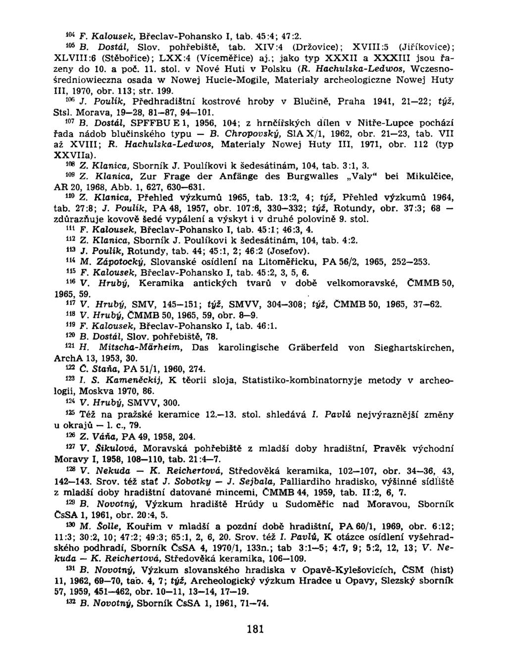 m F. Kalousek, Břeclav-Pohansko I, tab. 45:4; 47:2. B. Dostál, Slov. pohřebiště, tab. XIV:4 (Držovice); XVIII :5 (Jiříkovice); 1 0 5 XLVIII:6 (Stěbořice); LXX:4 (Víceměřice) a}.
