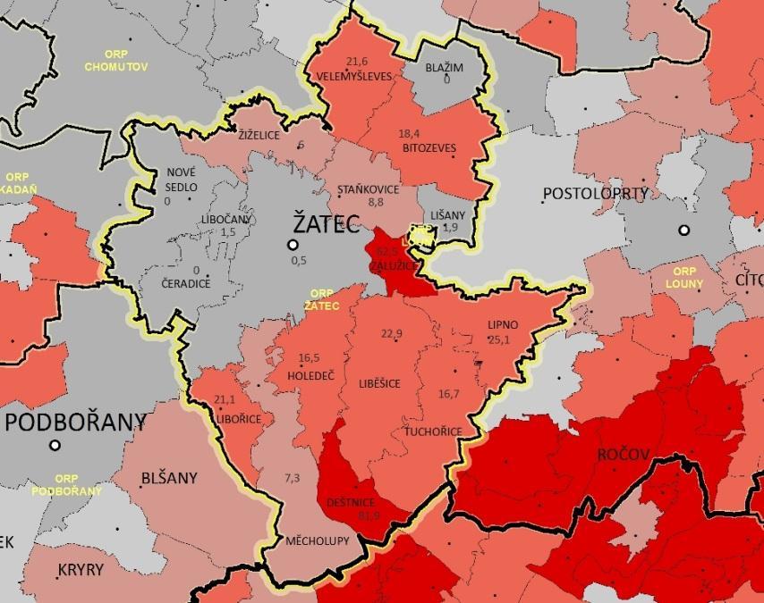 Rekreační (druhé bydlení) podíl neobydlených bytů sloužících k rekreaci k celkovému