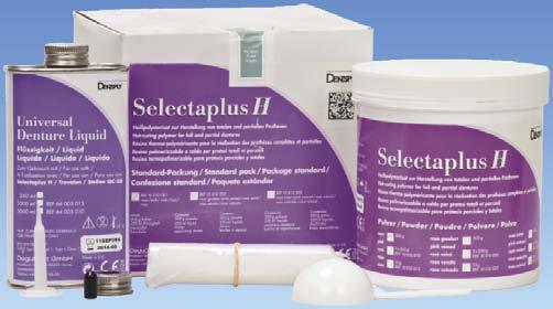 INTERDENT SELECTAPLUS H Teplem polymerujíí polymetylmetkrylátová pryskyřie, která neoshuje kdmium. Ke zhotovení elkovýh částečnýh snímíh náhrd klsikou metodou kyvetování.